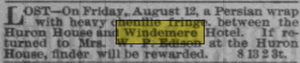 Gratiot Inn (Windemere Hotel) - Aug 1887 Ad For Windemere (newer photo)